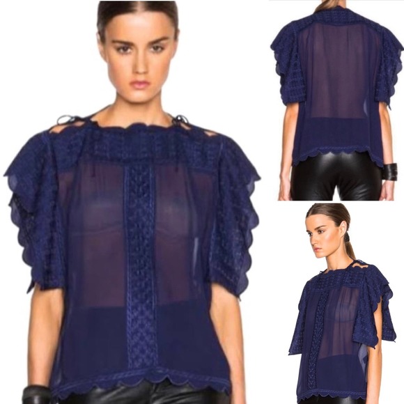 Isabel Marant Tops - Isabel Marant Etoile Axel Sheer Embroidered Blouse Size 6